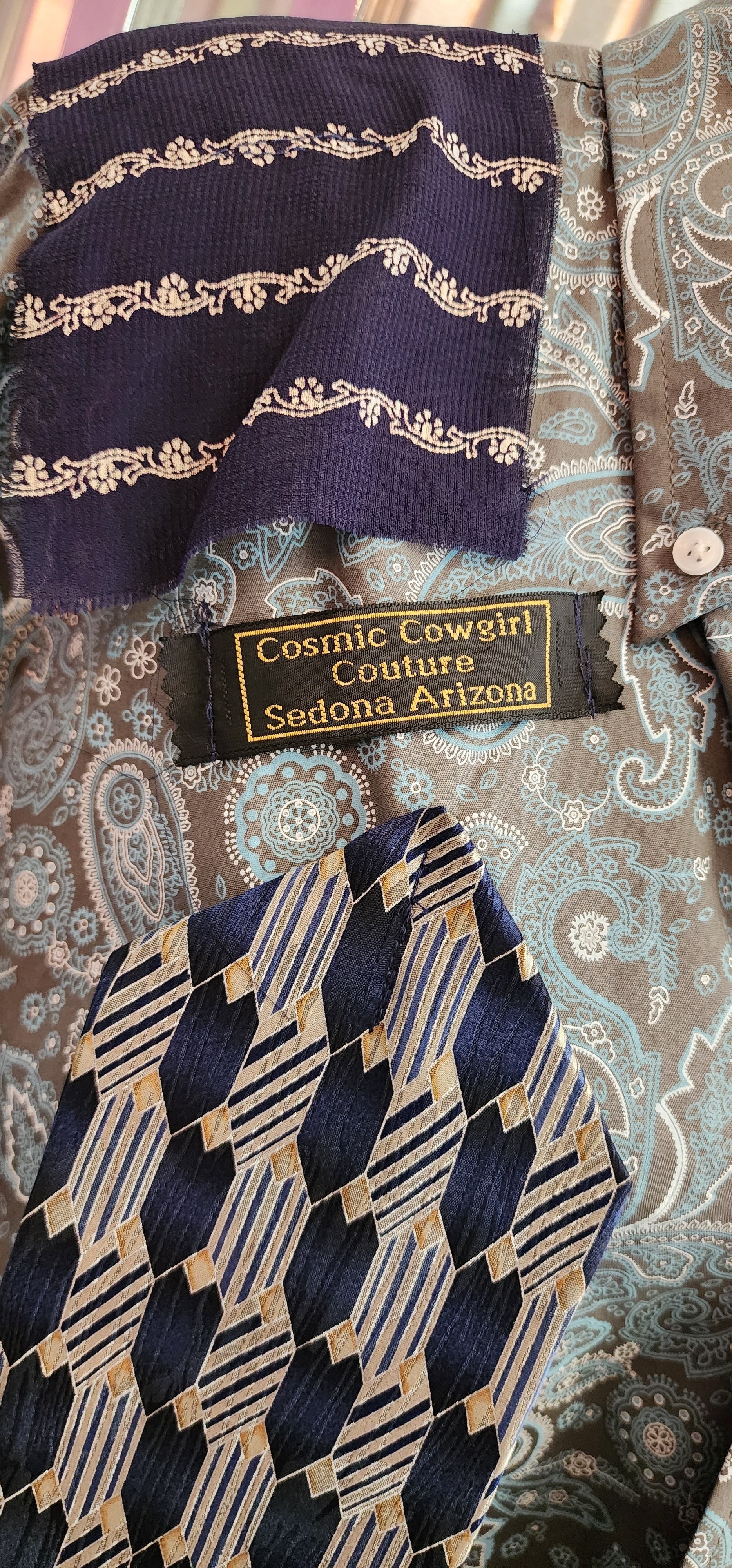 Cosmic Cowgirl Couture Handmade Paisley Tie Shirt Unisex