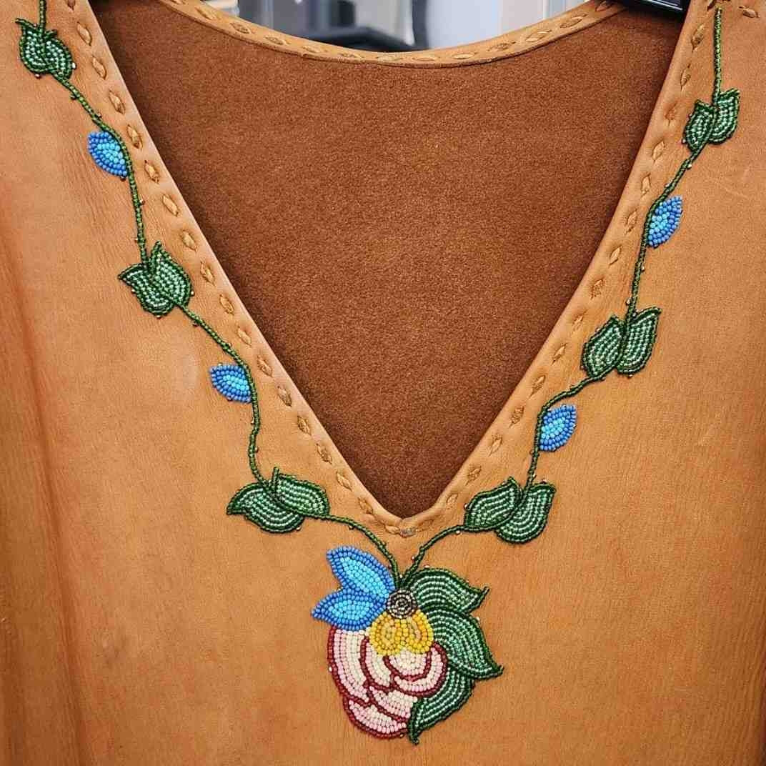 Vintage Handcrafted Beaded Leather Fringe Dress – SASS Cowboy Action Era – Large