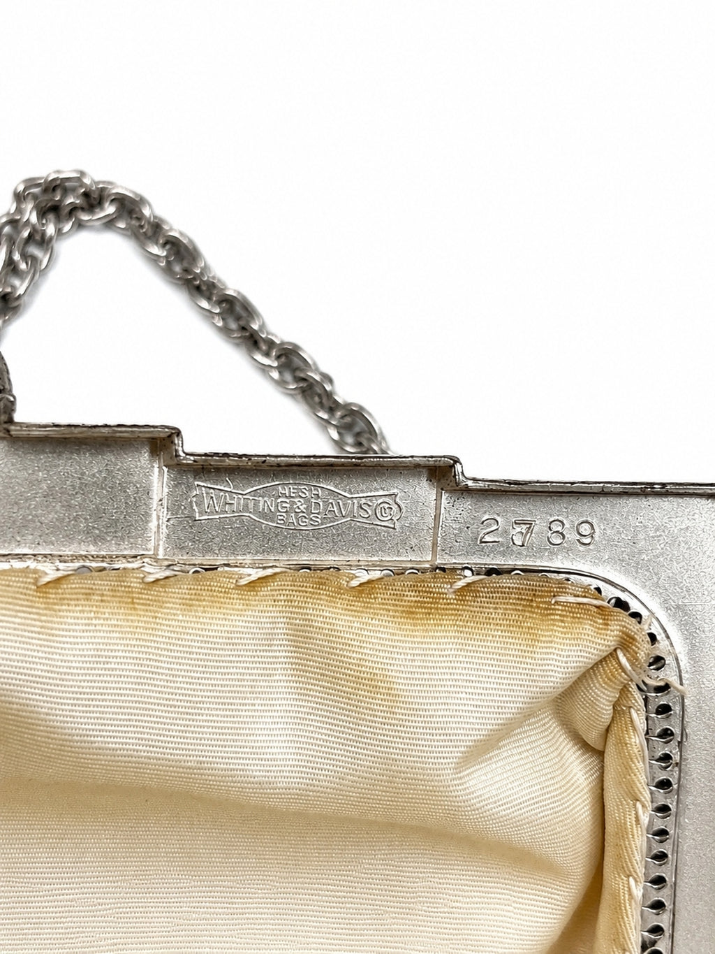 Vintage Whiting & Davis Silver Mesh Evening Purse – Art Deco Clasp (1950s–60s)