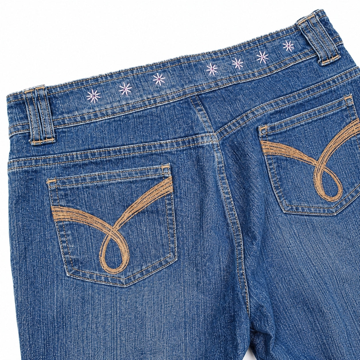 Made by Henrietta Hand-Stitched Embroidered Upcycled Denim Shorts – Size M