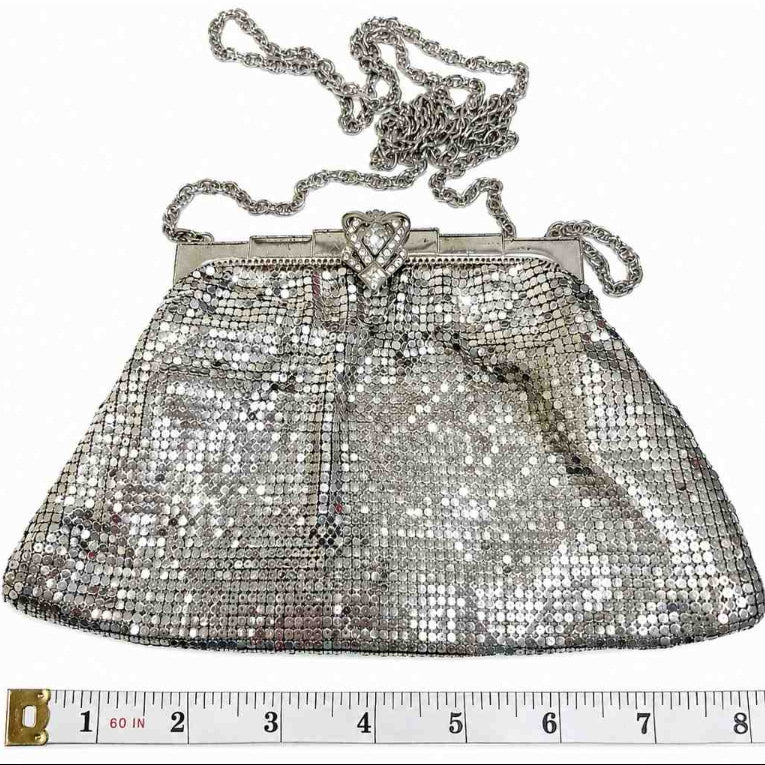 Vintage Whiting & Davis Silver Mesh Evening Purse – Art Deco Clasp (1950s–60s)
