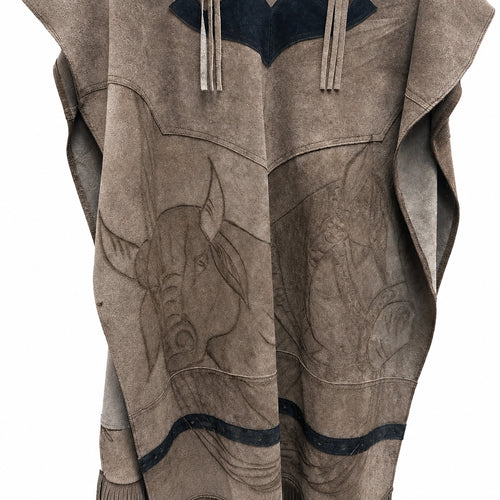 1960s Vintage Acapulco Leather Serape Cape – One Size