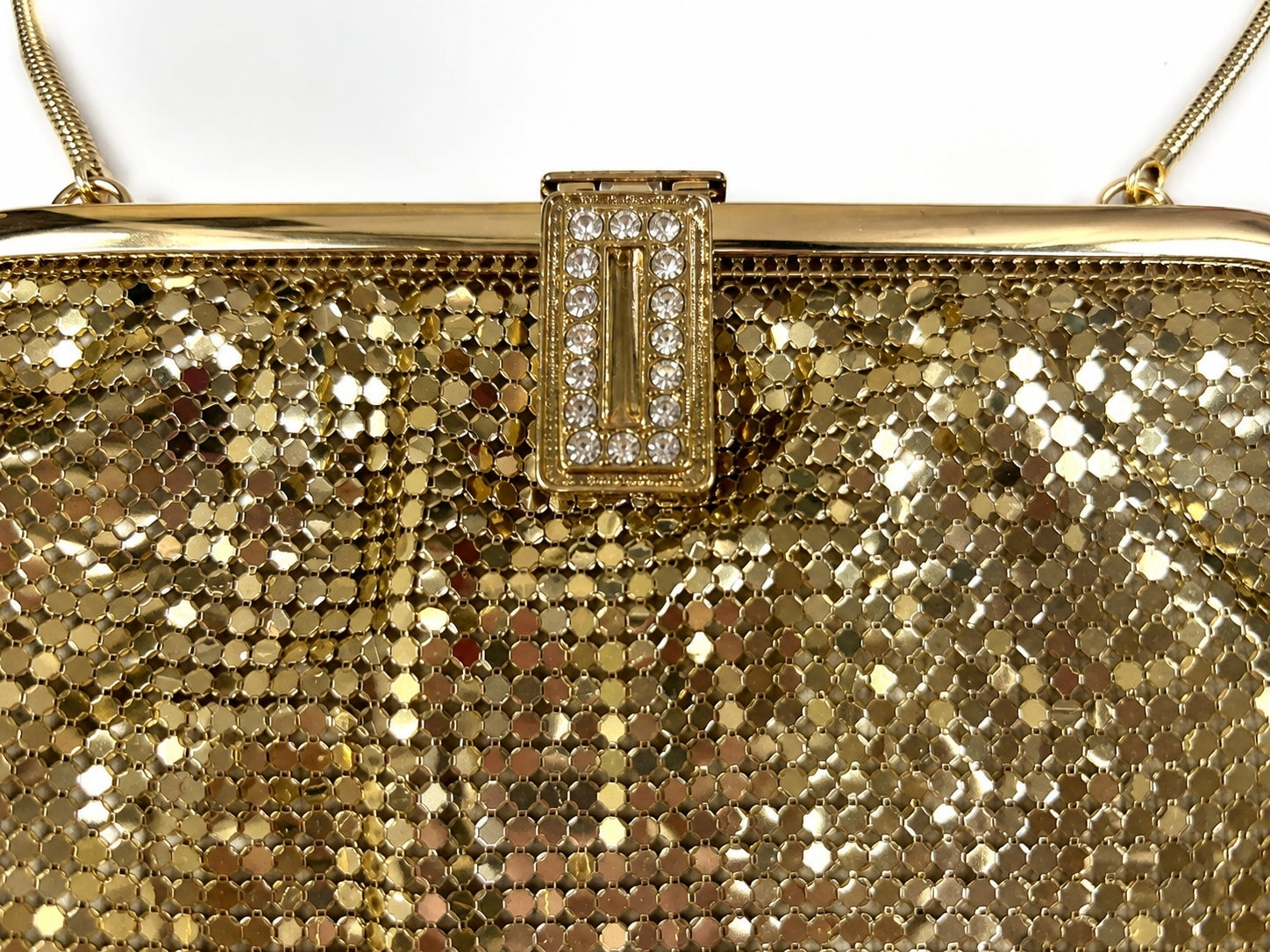 Vintage Whiting & Davis Gold Mesh Evening Purse – Art Deco Clasp (1950s–60s)