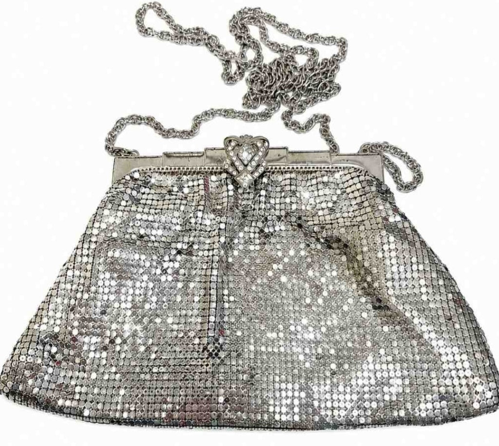 Vintage Whiting & Davis Silver Mesh Evening Purse – Art Deco Clasp (1950s–60s)