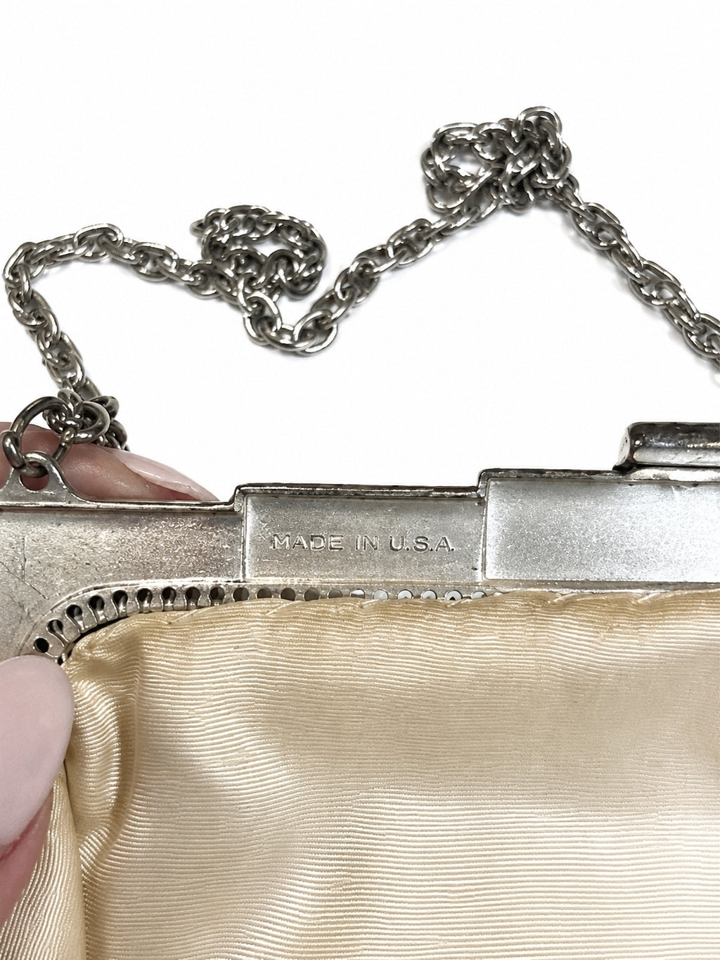 Vintage Whiting & Davis Silver Mesh Evening Purse – Art Deco Clasp (1950s–60s)
