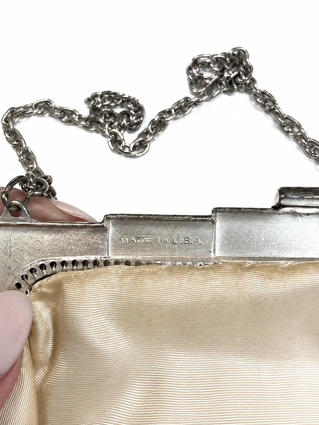 Vintage Whiting & Davis Silver Mesh Evening Purse – Art Deco Clasp (1950s–60s)