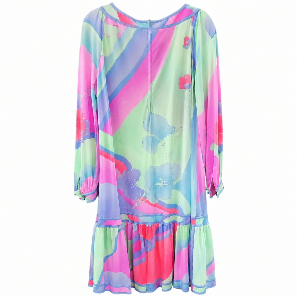 Vintage Leonard Pastel Abstract Print Dress – Size Large