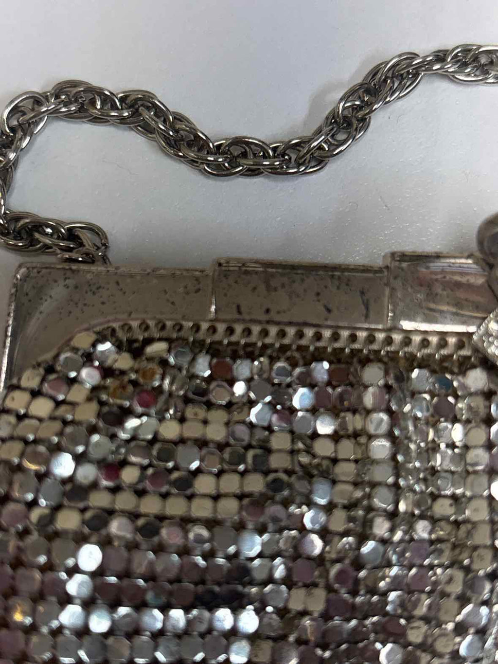 Vintage Whiting & Davis Silver Mesh Evening Purse – Art Deco Clasp (1950s–60s)