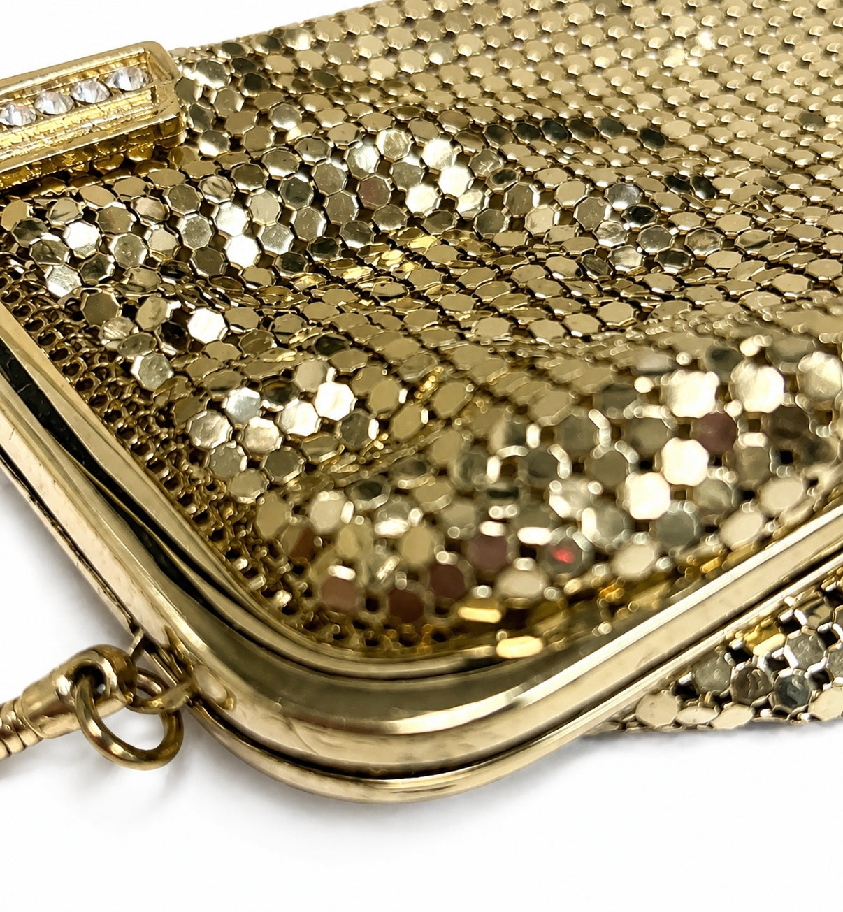 Vintage Whiting & Davis Gold Mesh Evening Purse – Art Deco Clasp (1950s–60s)