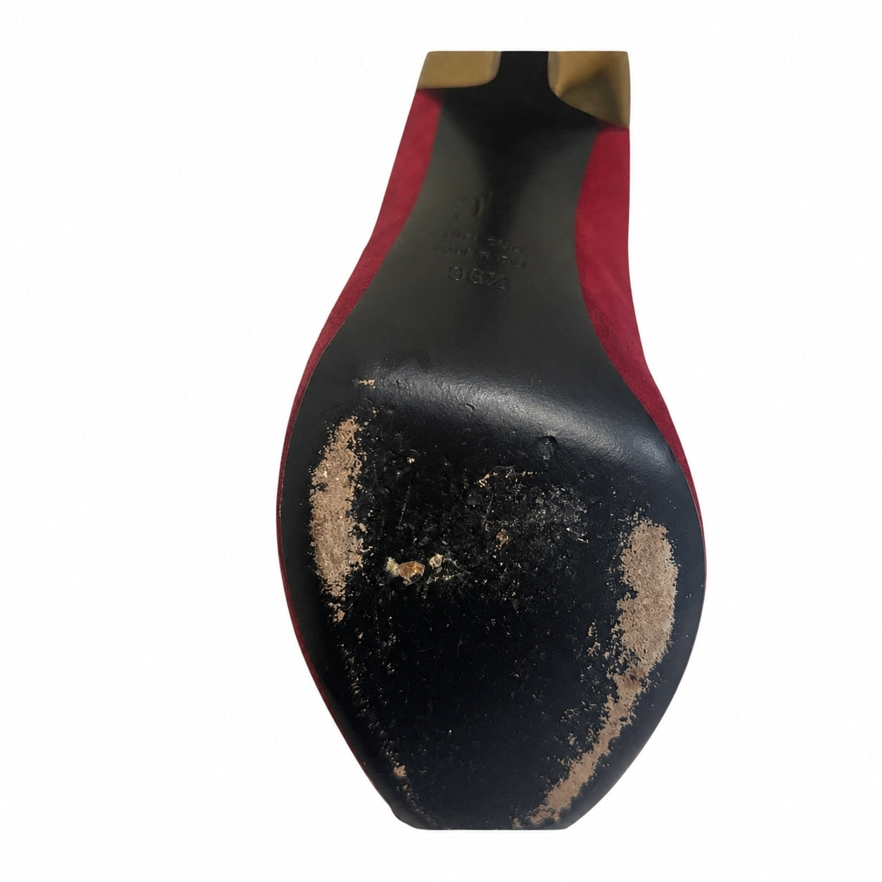 Giuseppe Zanotti Red Suede Pumps with Sculptural Gold Heel