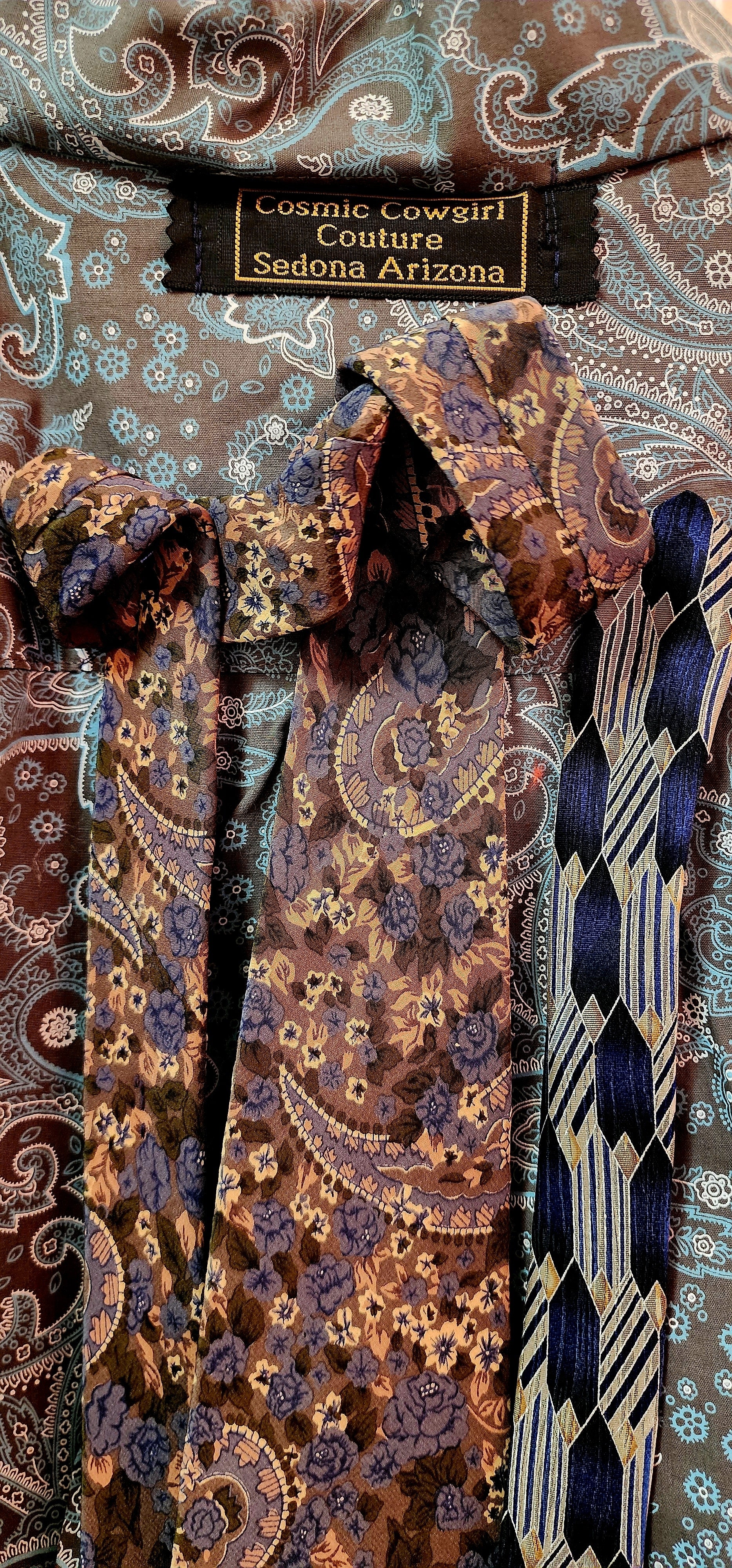 Cosmic Cowgirl Couture Handmade Paisley Tie Shirt Unisex