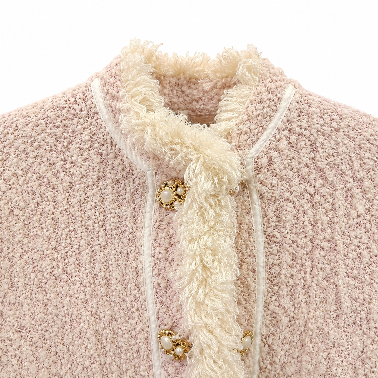 Vintage St. John Pink Bouclé Fringe Jacket – Size L