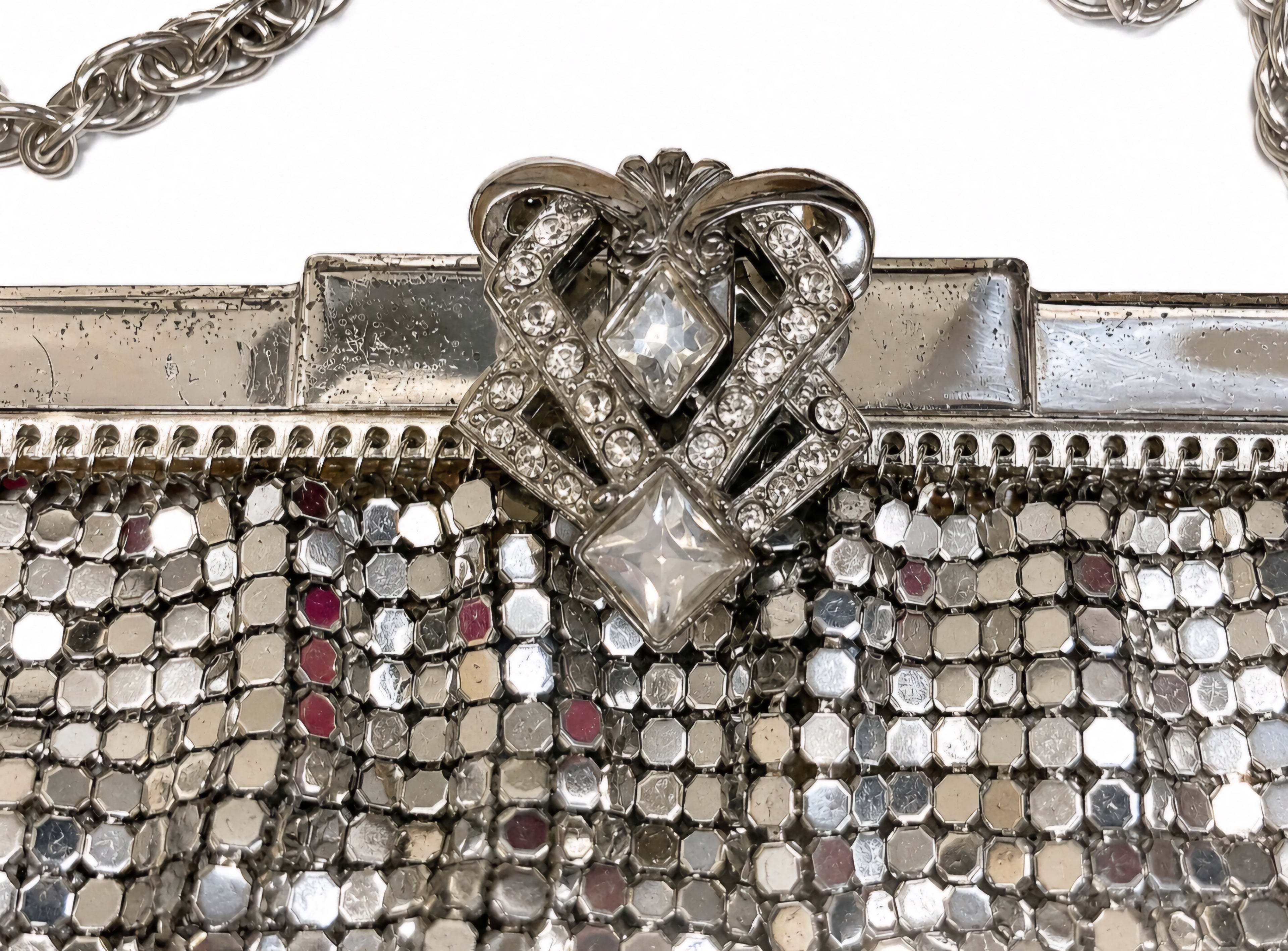 Vintage Whiting & Davis Silver Mesh Evening Purse – Art Deco Clasp (1950s–60s)
