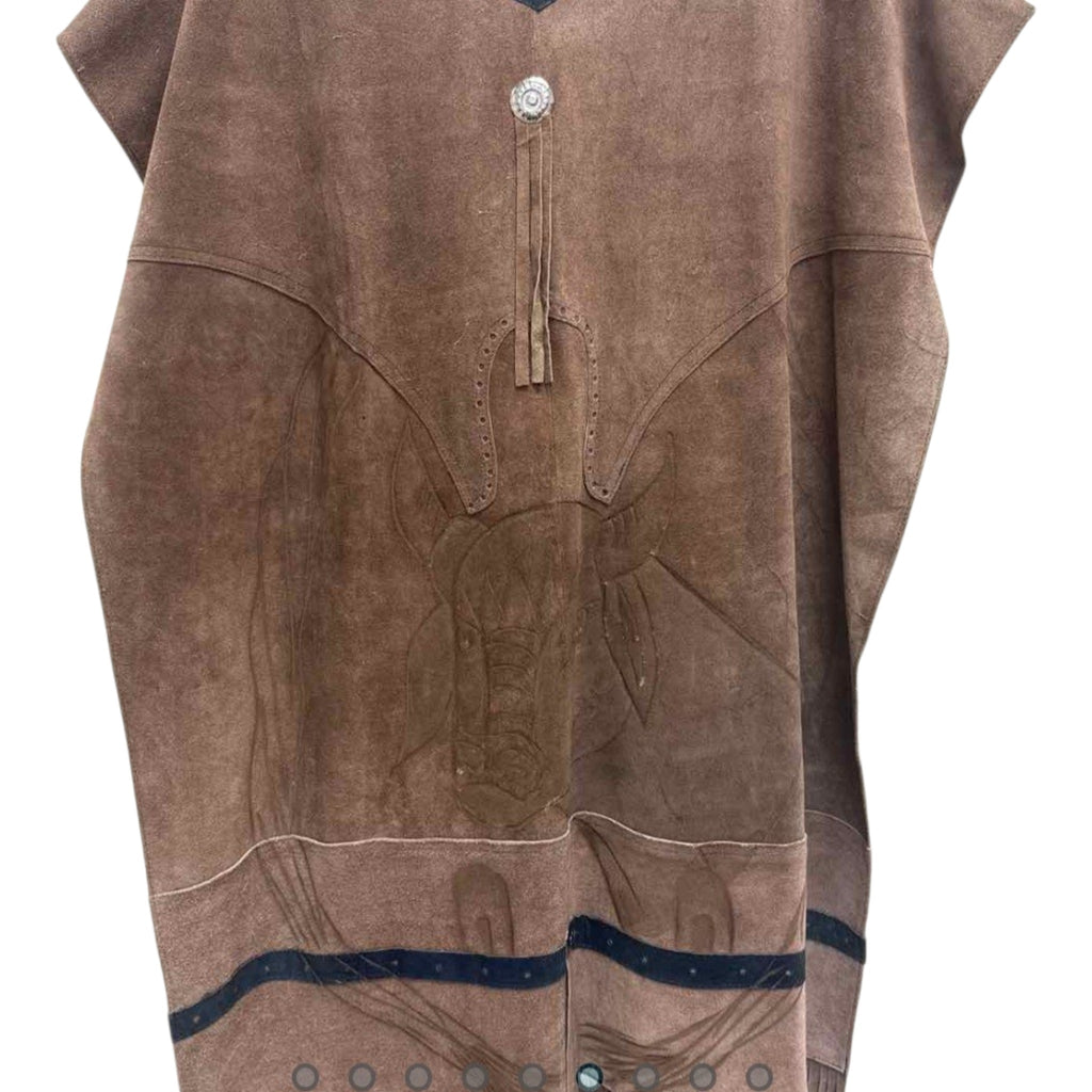 1960s Vintage Acapulco Leather Serape Cape – One Size