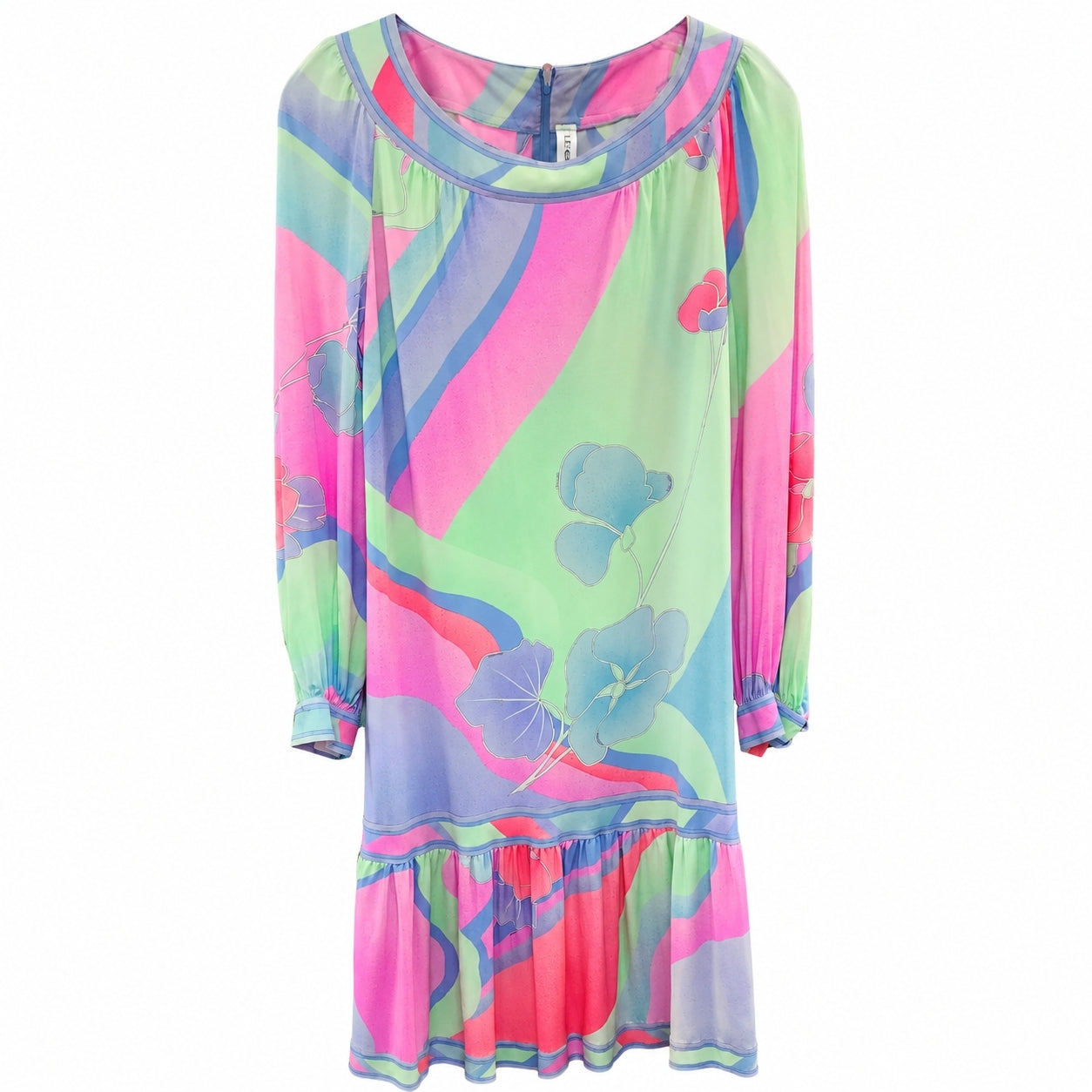 Vintage Leonard Pastel Abstract Print Dress – Size Large