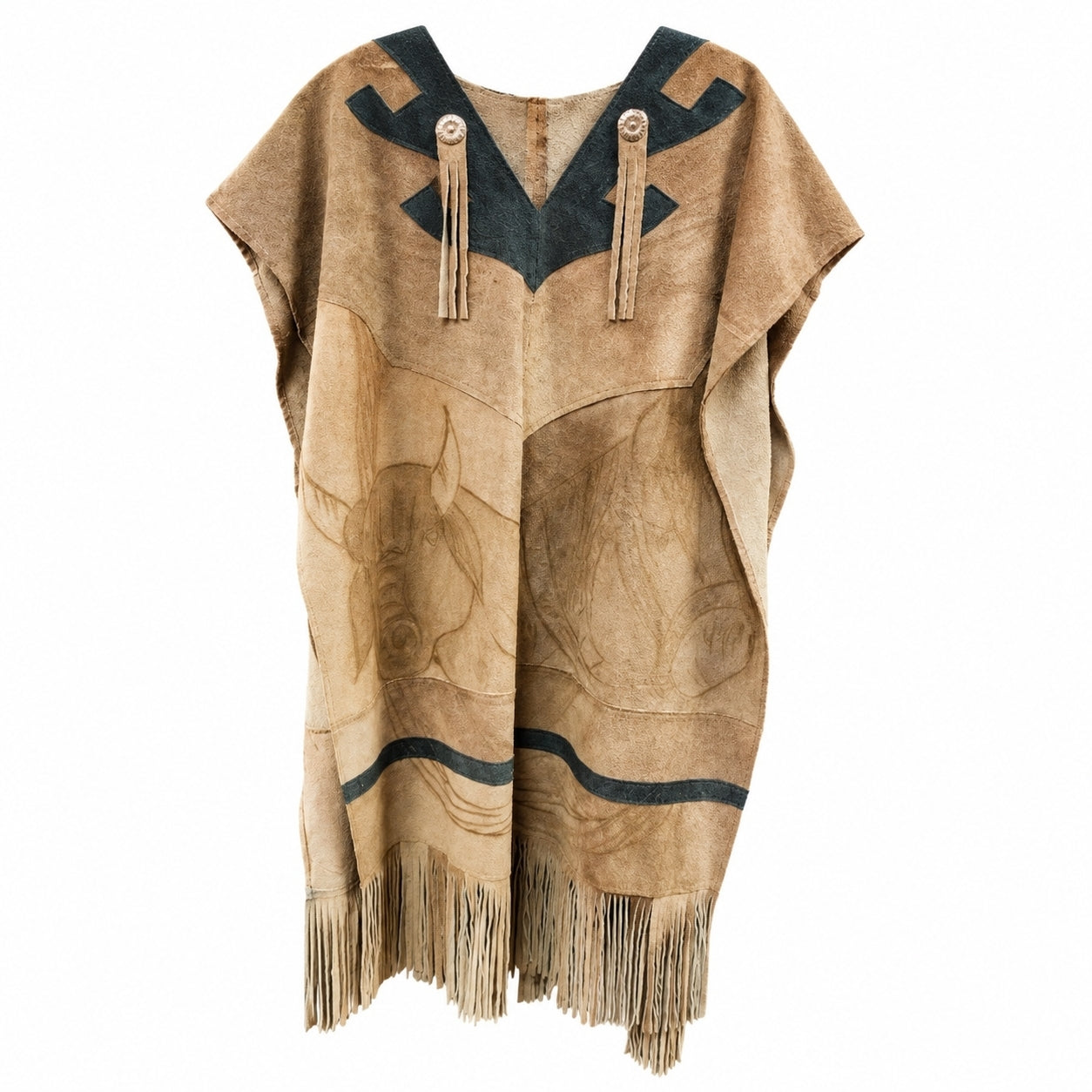 1960s Vintage Acapulco Leather Serape Cape – One Size
