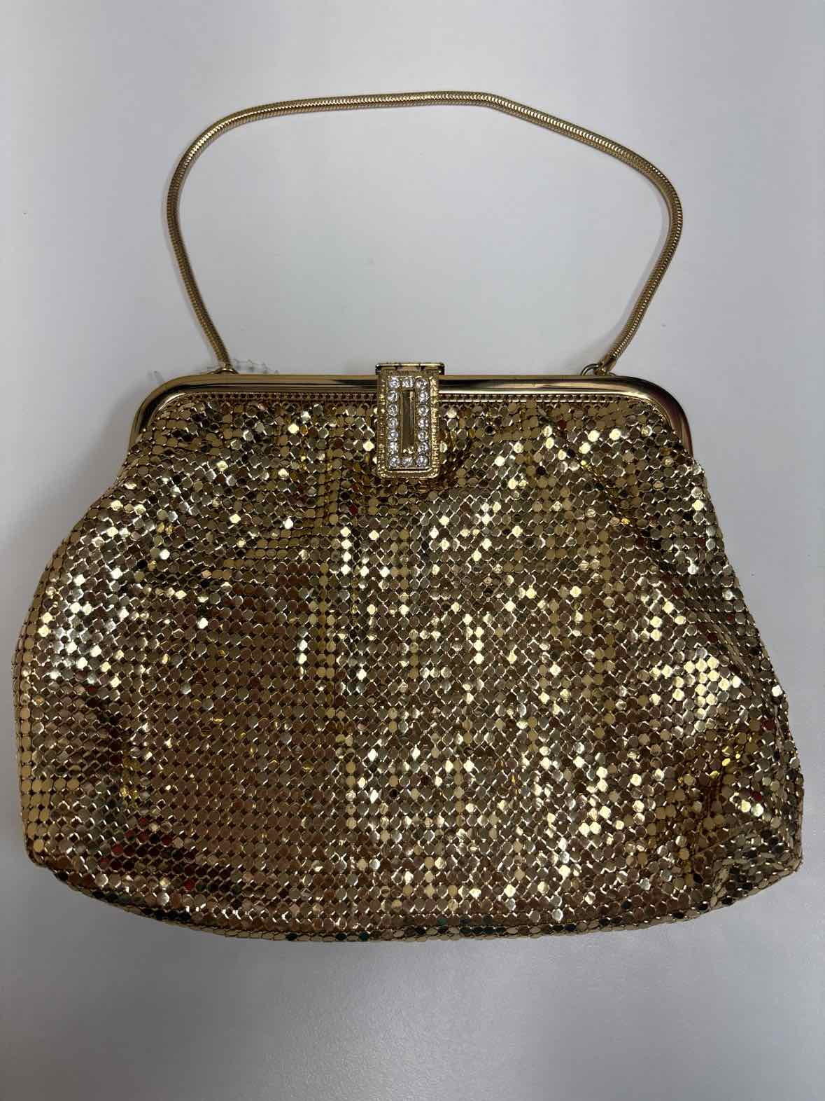 Vintage Whiting & Davis Gold Mesh Evening Purse – Art Deco Clasp (1950s–60s)
